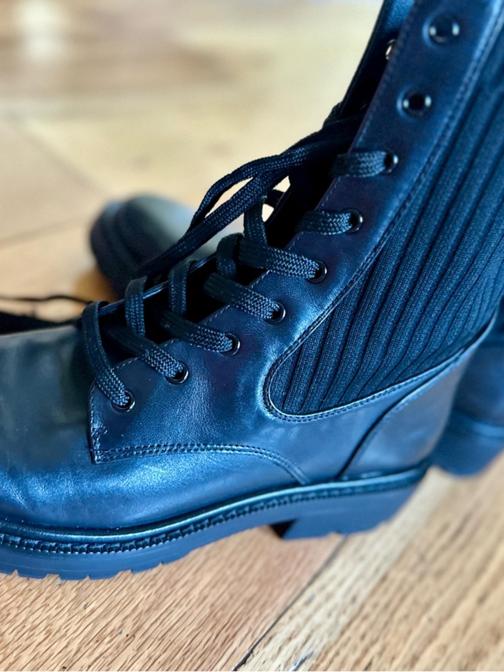 Sam Edelman Black Lace-Up Combat Boots - Picture 8 of 10